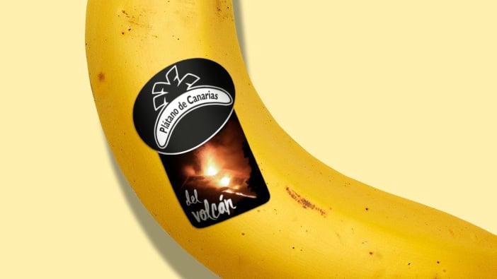 Banane Kanaren La Palma Vulkan Etikett