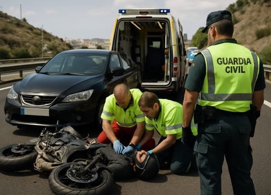 Unfall auf TF-1: Motorradfahrer bei Santa Cruz verletzt
