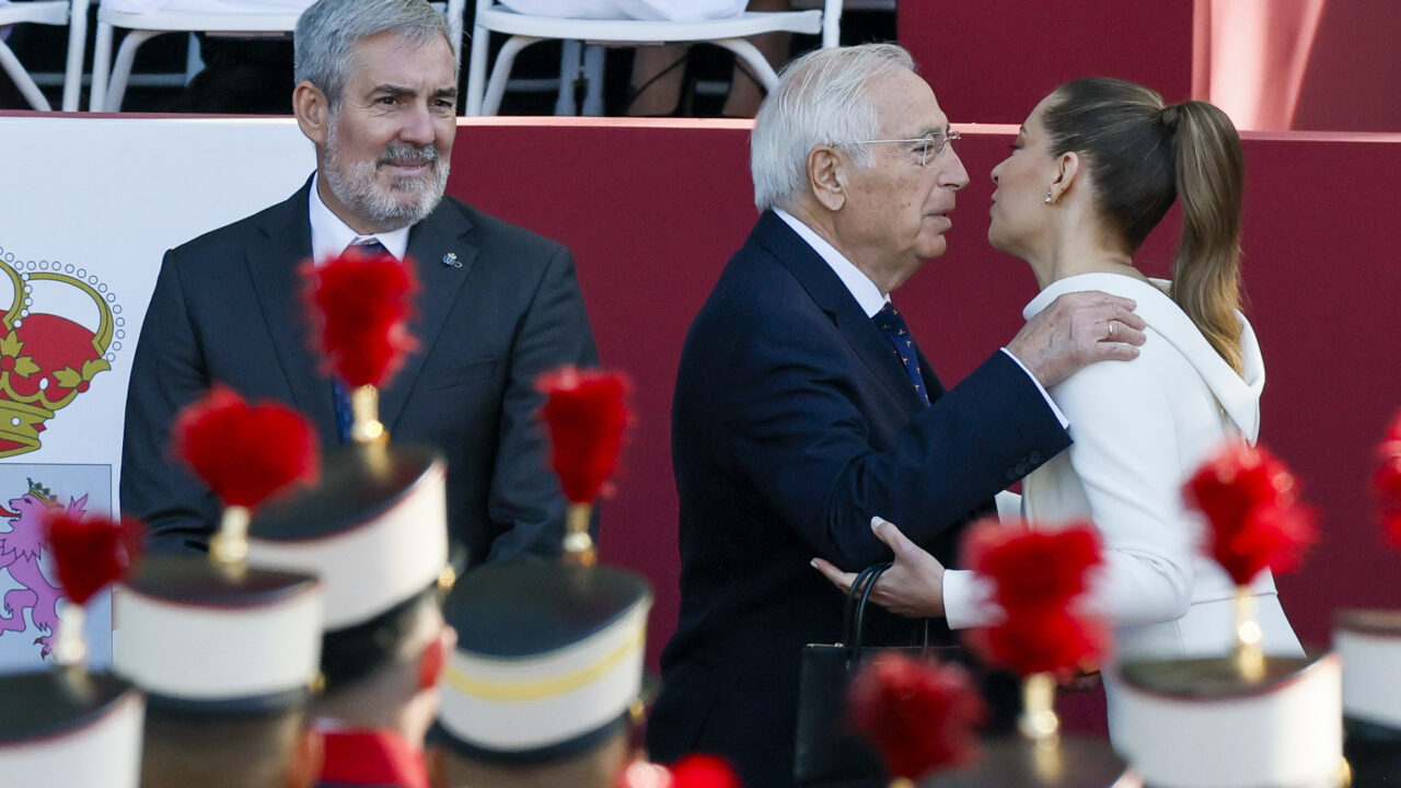 The President of the Canary Islands, Fernando Clavijo (left); the President of the Autonomous City of Melilla