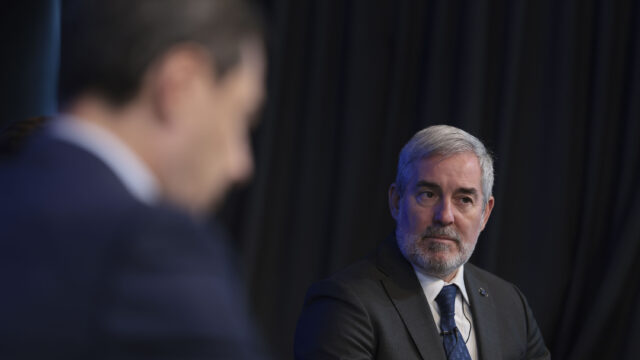 Der Präsident der Kanarischen Inseln, Fernando Clavijo, während der Debatte, an der er am Montag in Bilbao teilgenommen hat