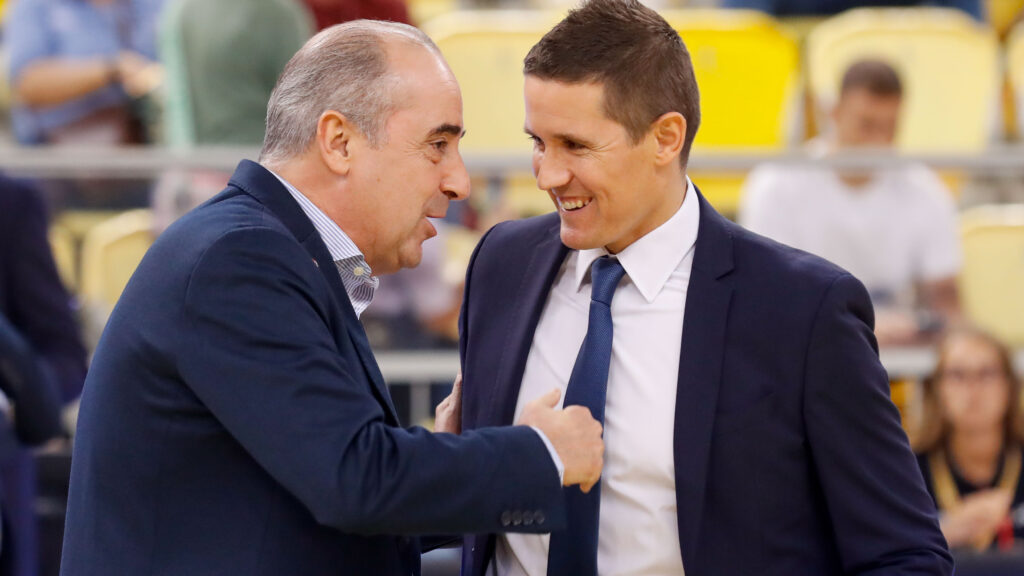 Coaches Txus Vidorreta and Jaka Lakovic, showing the former during his time at La Laguna in Tenerife and the latter during his time at Gran Canaria
