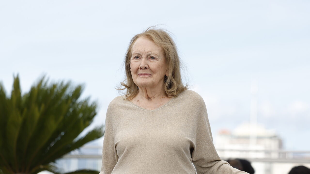 The writer Annie Ernaux poses for photographers at the Cannes Film Festival on 17 May, at the screening of the film 'Mémoire de fille'