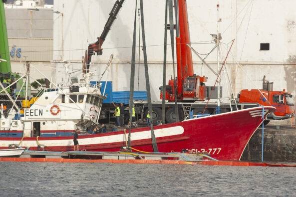 Sunken tuna vessel Monte Arballu refloated at Arrecife port