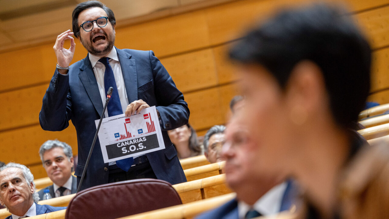Archivfoto des PP-Kandidaten für den Kongress im Wahlkreis Las Palmas, Sergio Ramos, während einer Plenarsitzung des Senats