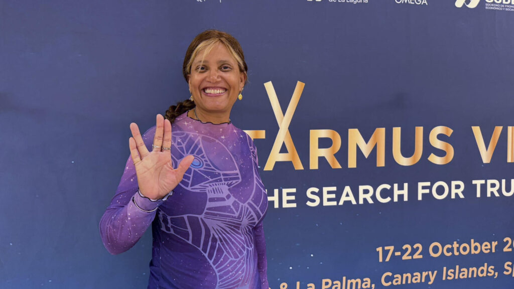 Die US-amerikanische Geowissenschaftlerin und Astronautin Sian Proctor beim Starmus-Festival auf Teneriffa