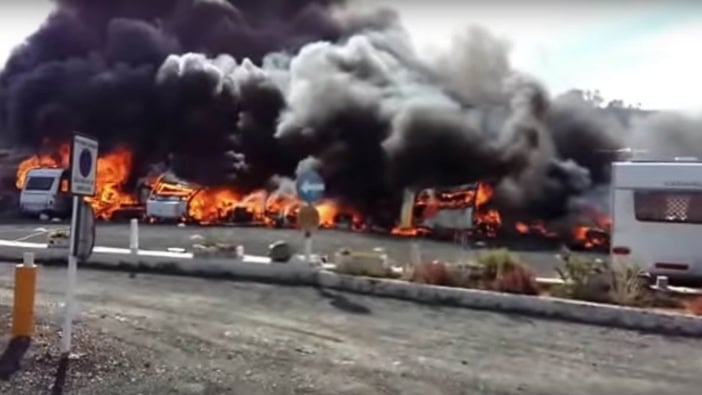 Feuer Campingplatz Gran Canaria Playa Tarajalillo