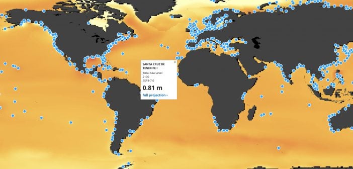 Karte Anstieg Meeresspiegel weltweit Teneriffa Nasa