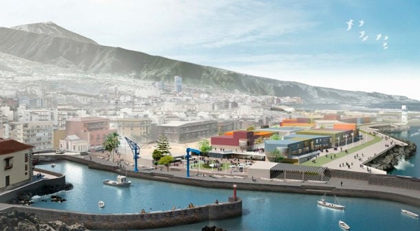 Die Pläne des neuen Hafens von Puerto de la Cruz, Teneriffa