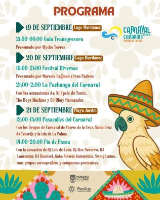 Sommerkarneval Teneriffa Puerto de la Cruz Programm 2025