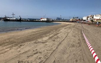 Strand gesperrt Los Cristianos Teneriffa Playa