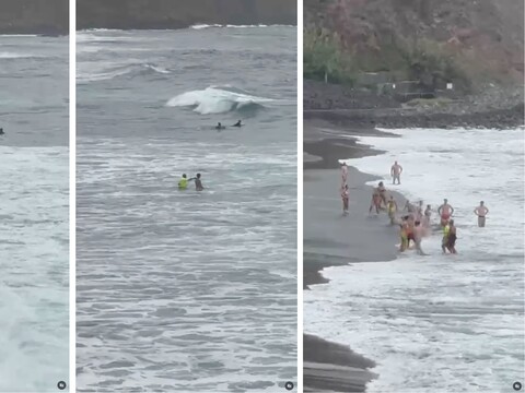 Teneriffa Rettungsschwimmer schubst Badegast