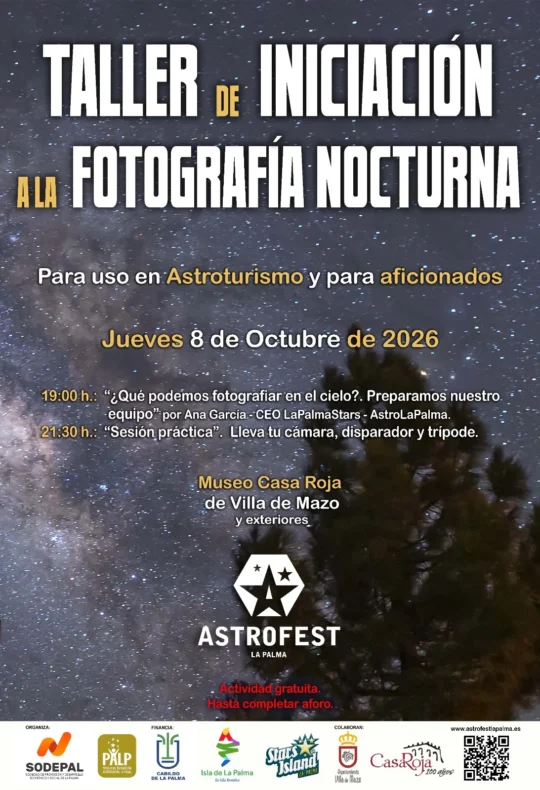 Taller de iniciación a la fotografía nocturna en Villa de Mazo