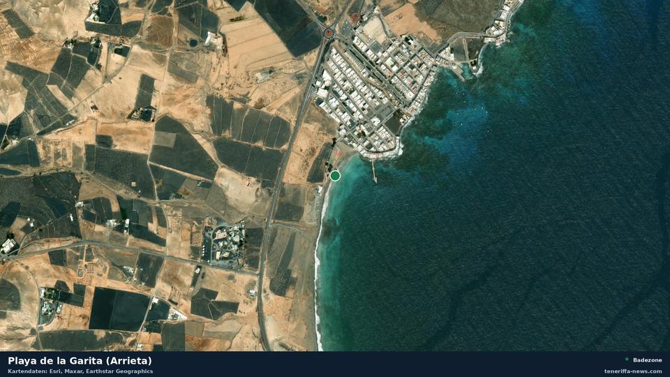 Imagen por satélite de Playa de la Garita (Arrieta) en Haría.